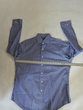 Polo by Ralph Lauren Men’s Blue and White Pinstripe Dress Shirt